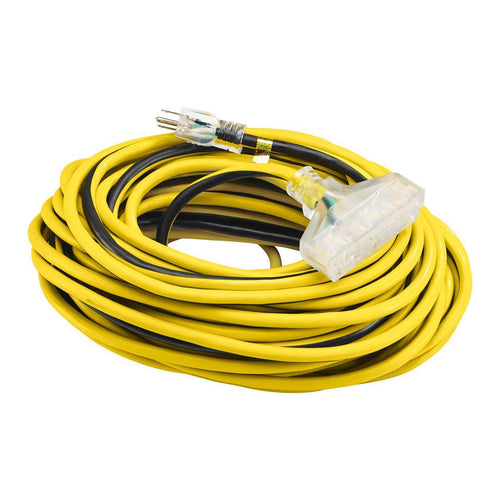 100 ft. 12/3 Gauge Multiple Outlet Extension Cord with Indicator Light, Yellow, Black C916