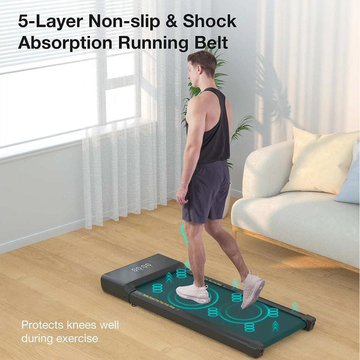 0.6-3.8 mph Under Desk Walking Treadmill with Remote Control LED Display U9121