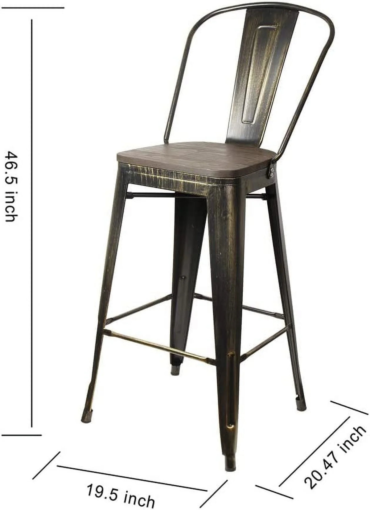 Antique Black High Back Bar Stools Set of 4 Y4936