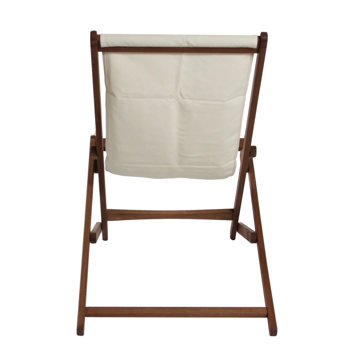38" Wooden and White Fabric Outdoor Folding Glider Chair F32145