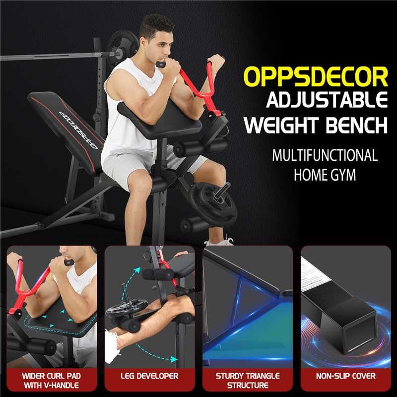 Weight Bench Set with Squat Rack and Leg Extension A3763