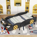 Twin Size Wood Platform Bed Frame with Storage and Wheels A124136