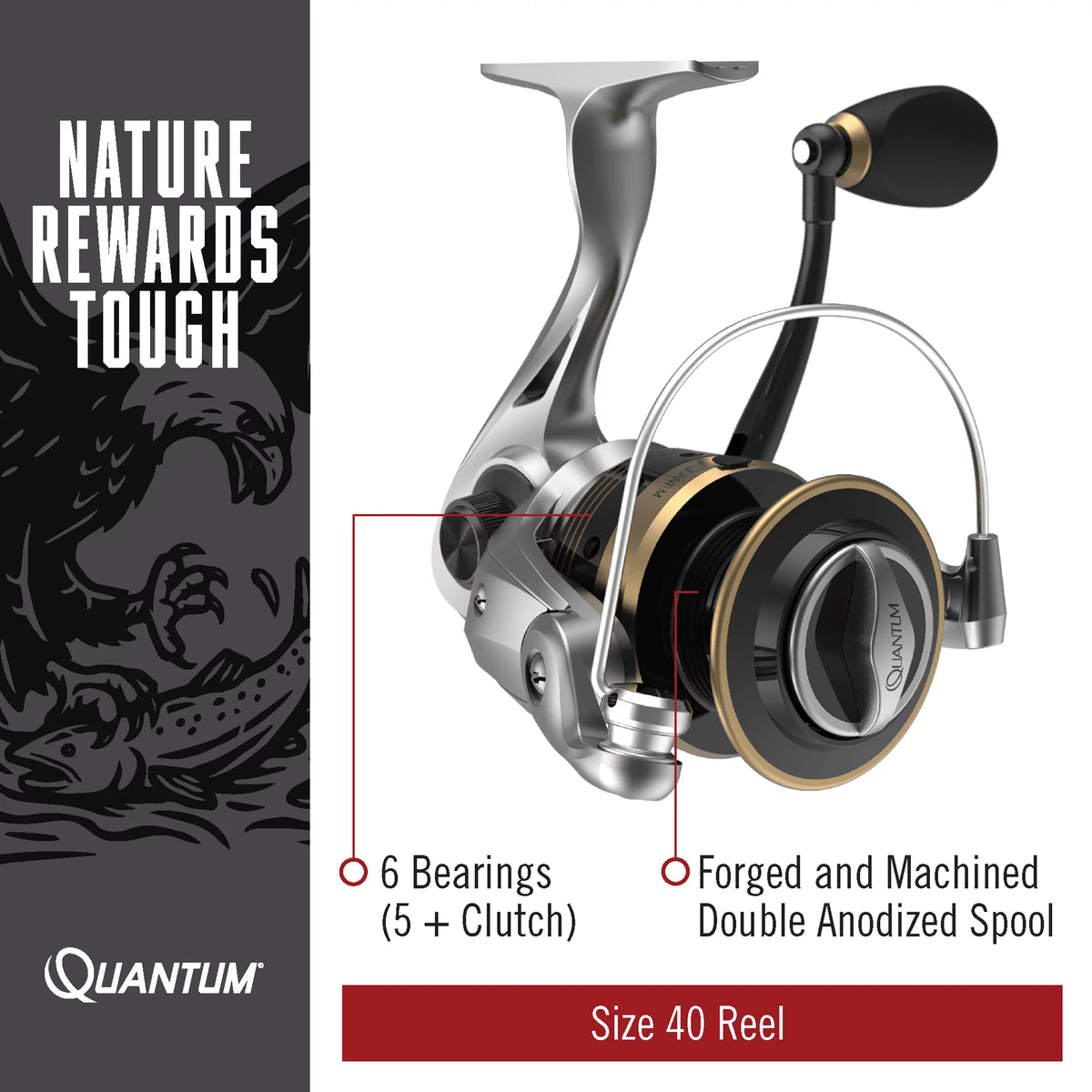 Size 20 Spinning Fishing Reel, 5.2:1 Gear Ratio, Silver/Gold L163558
