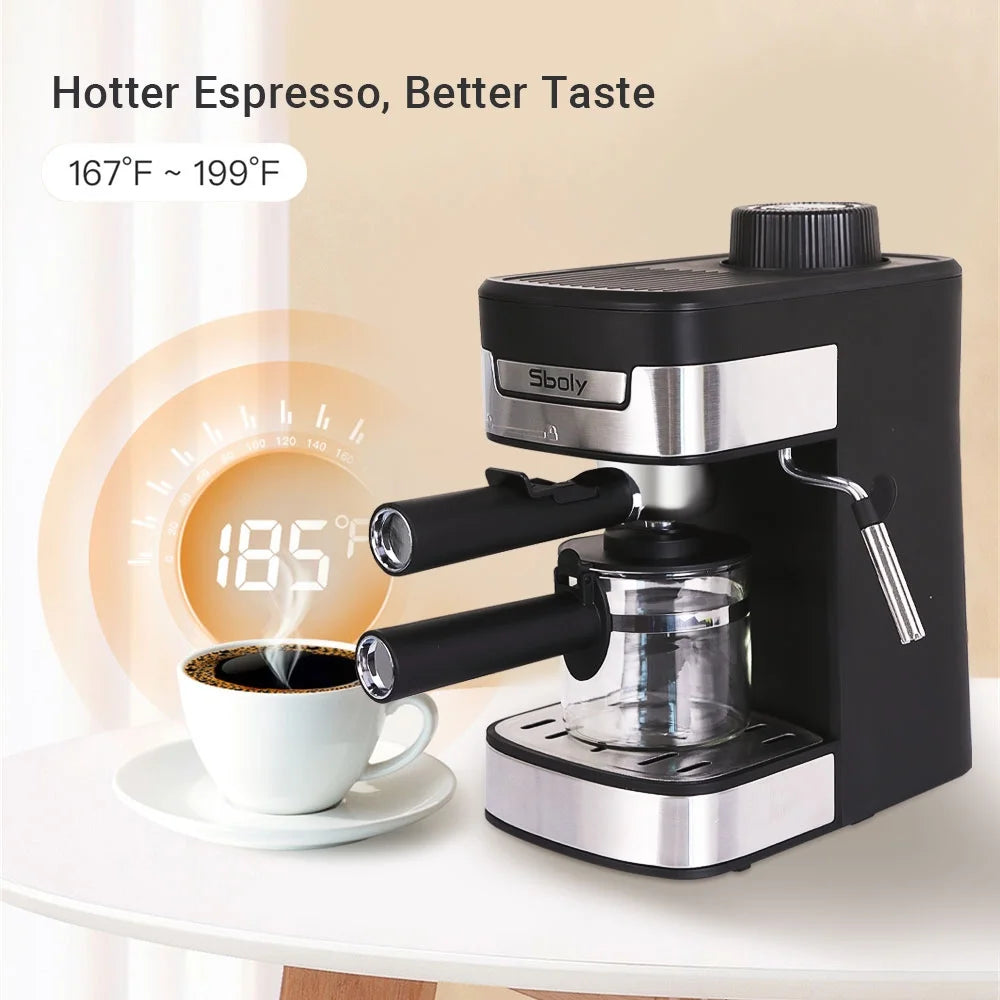 Black Coffee Maker with Milk Frother M16287