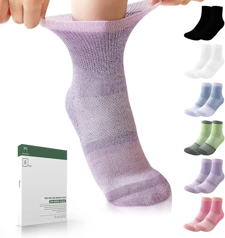 Bamboo Viscose Non Binding Ankle Socks 6 Pairs V117
