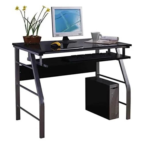 Glass and Metal Computer Workstation Desk C411