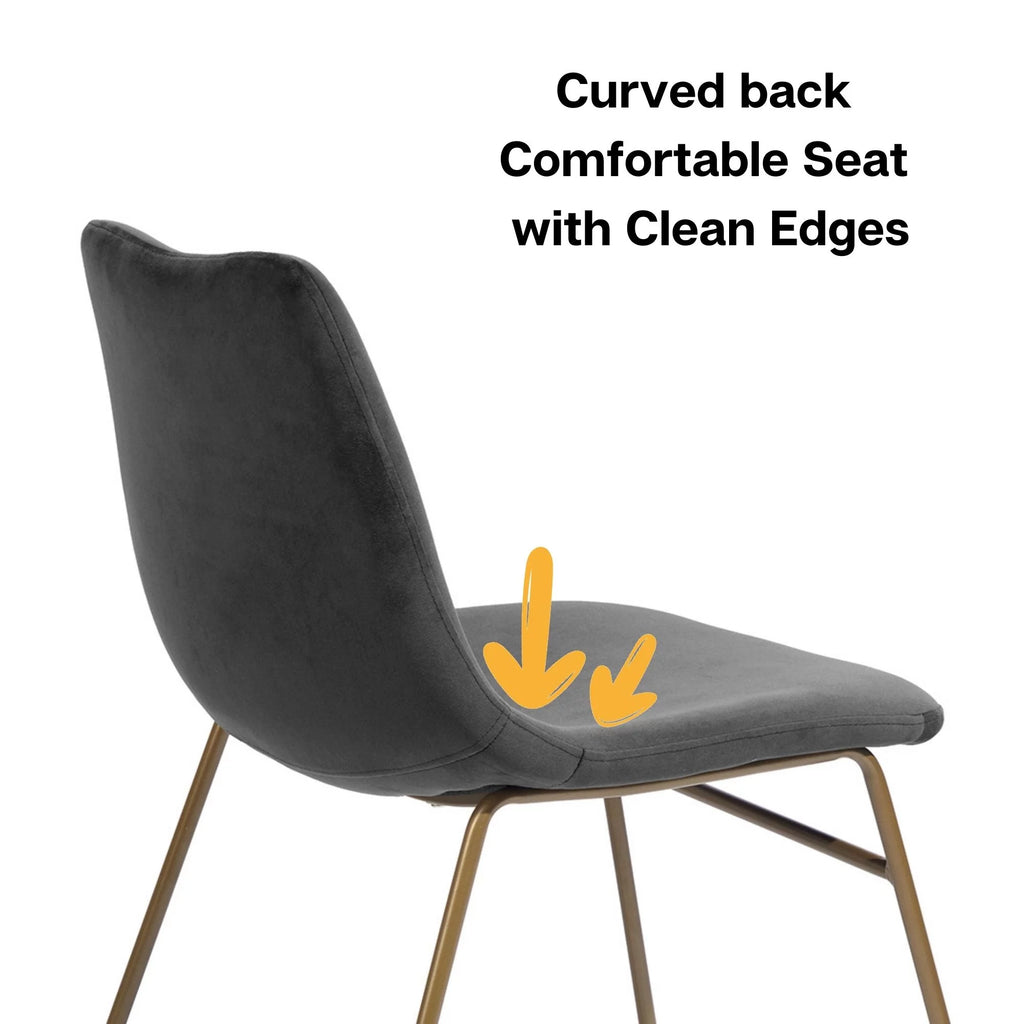 Velvet Dining Chairs Set of 2 with Metal Legs, Gray M541