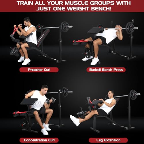 Weight Bench Set with Squat Rack and Leg Extension A3763