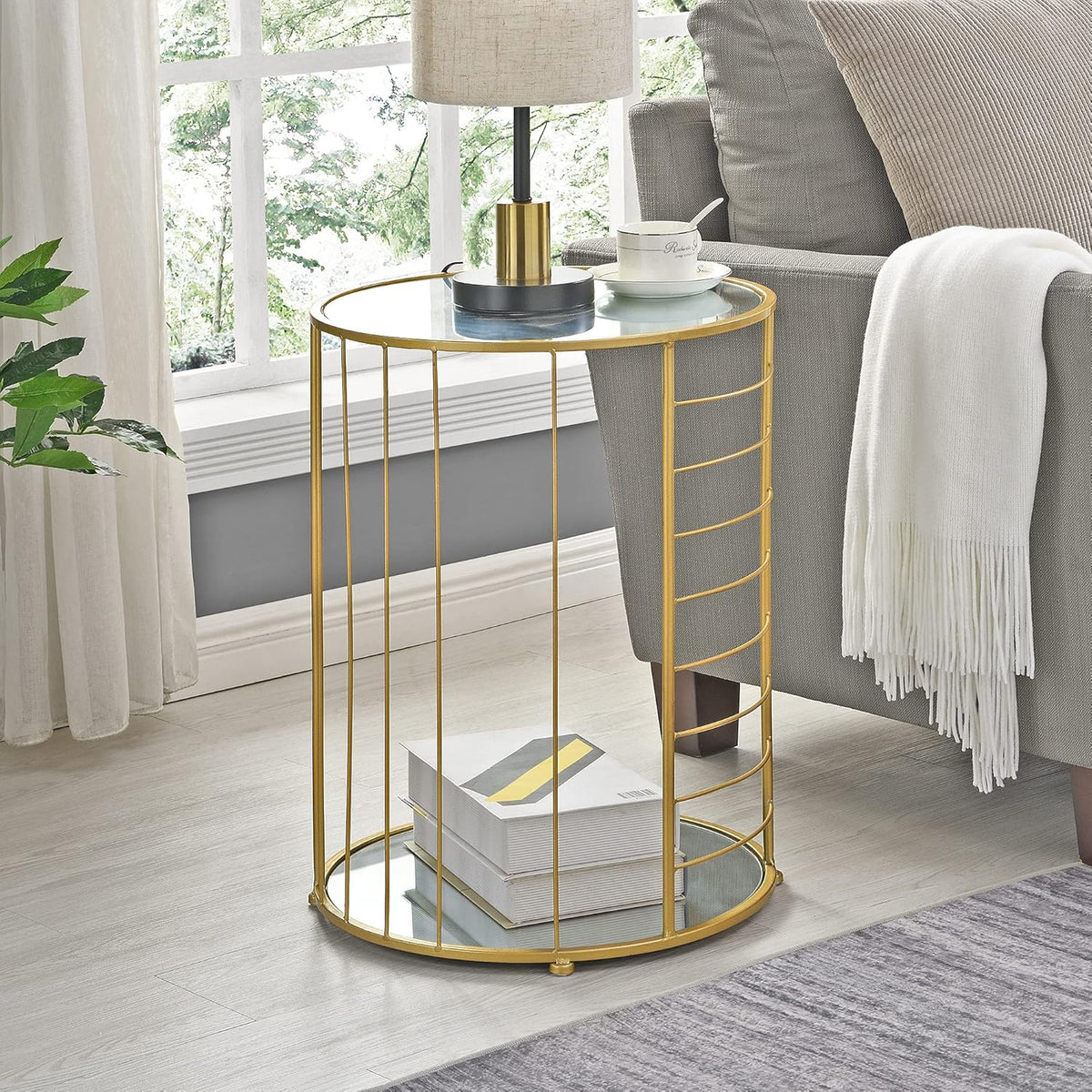 Gold Nesting End Table 2-Piece Set J16672
