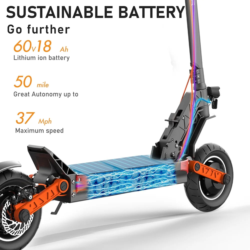 Dual Motor Electric Scooter, 2000W Up to 37 MPH & 50 Miles, 10 Off-Road Tires R695405