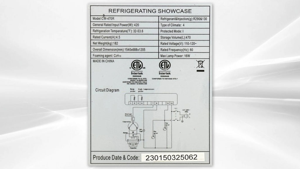60 in. Double Tempered Glass Bakery Refrigerator Case 17.7 Cu. ft. I867