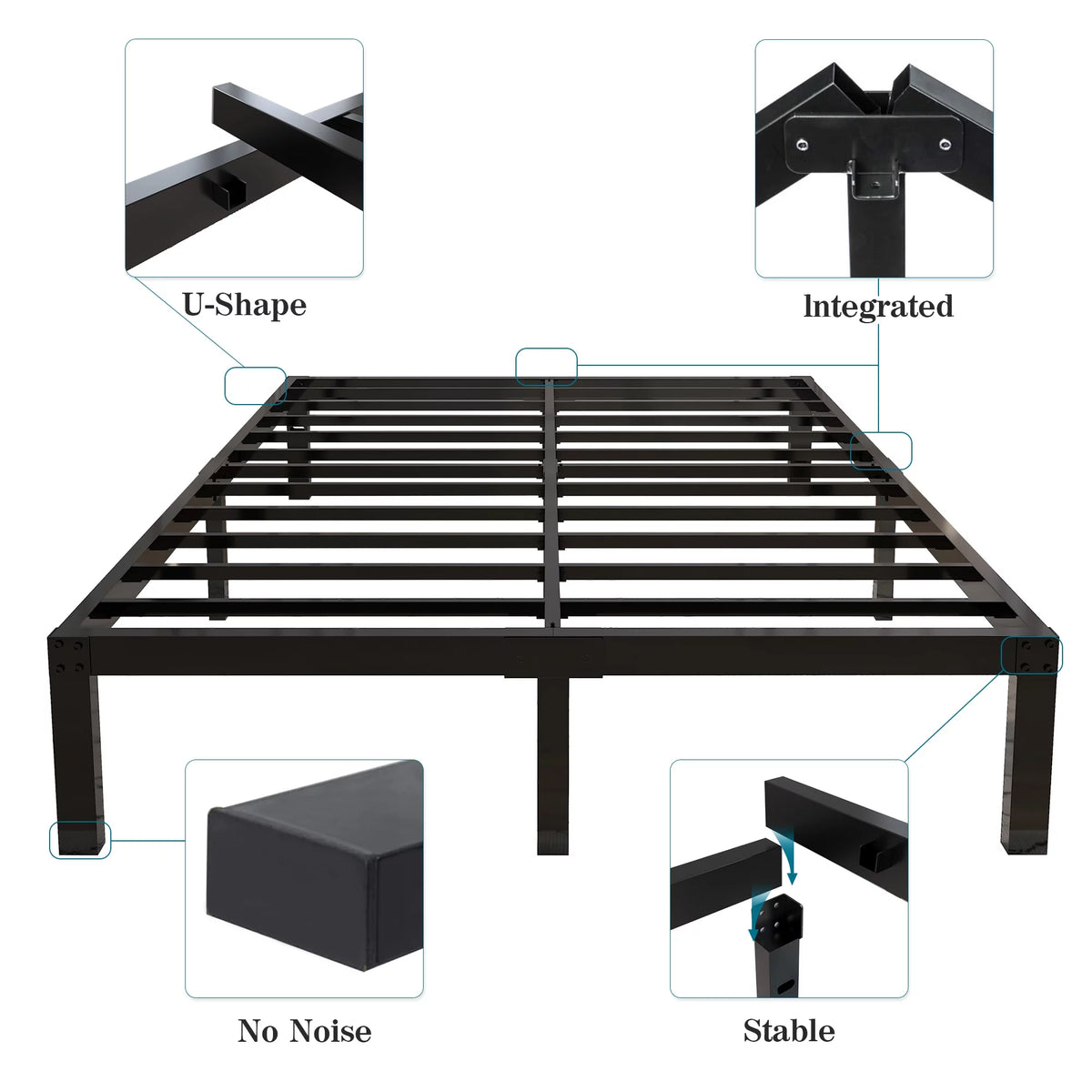 Queen Heavy Duty Metal Platform Bed Frame H506