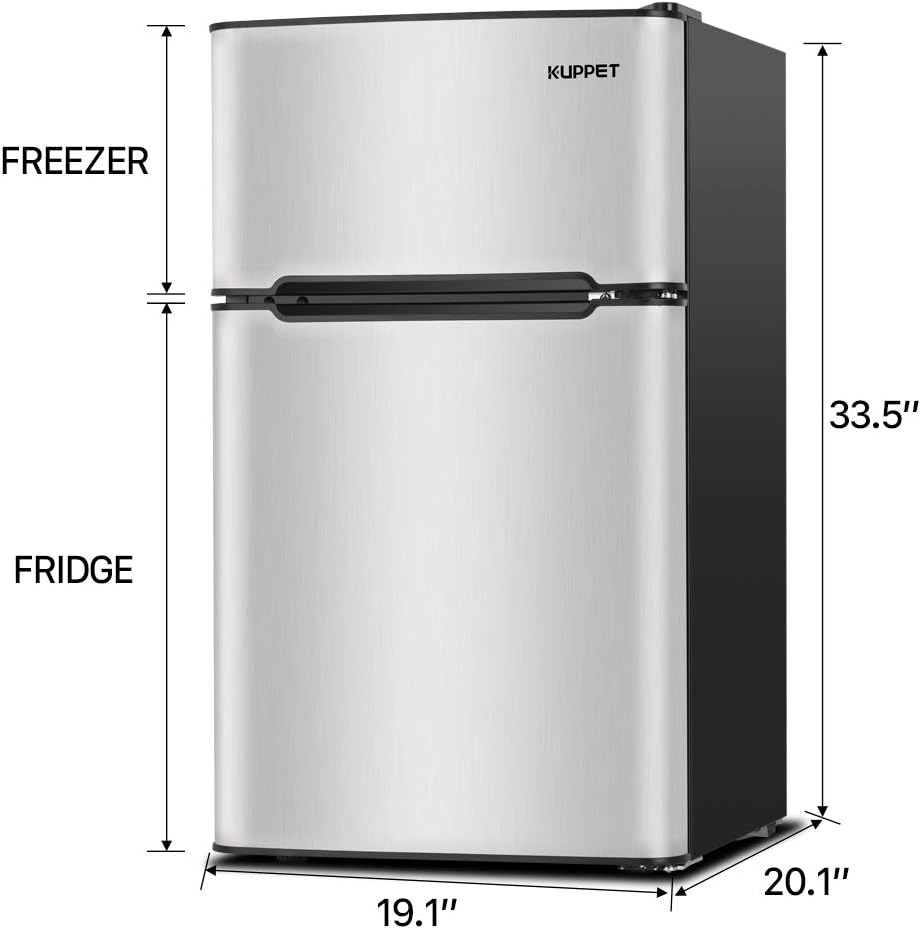 Compact 3.2 Cu.Ft Double Door Stainless Steel Refrigerator D516139