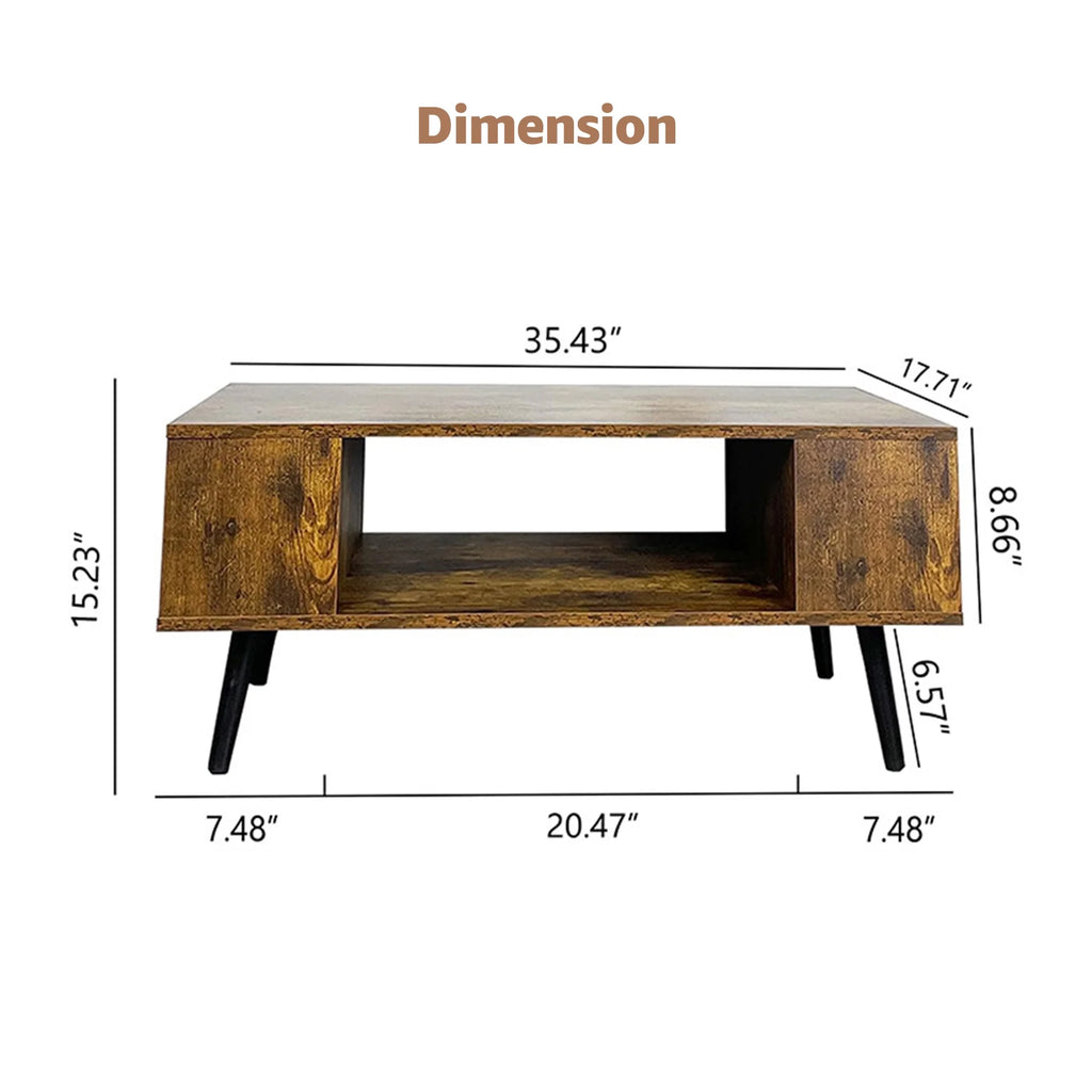 Rectangle Wooden Coffee Table with Open Storage U860051
