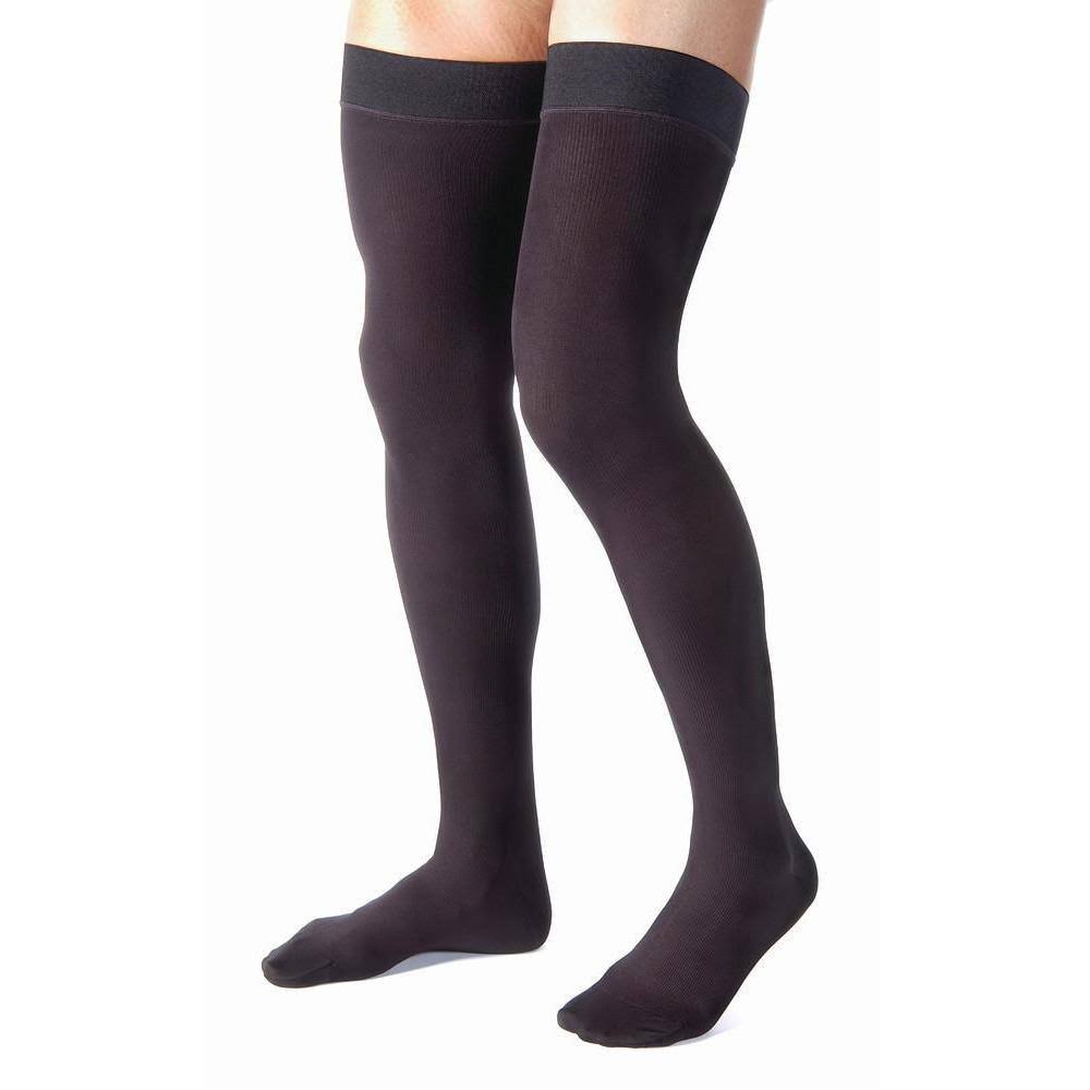 Men's Thigh High Closed Toe 20-30 mmHg Black Large V1307