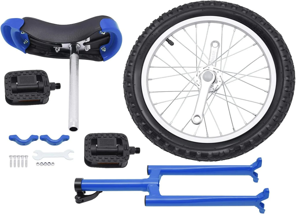 24 Unicycle 1 Wheel Bike Adjustable Height Blue Z998285
