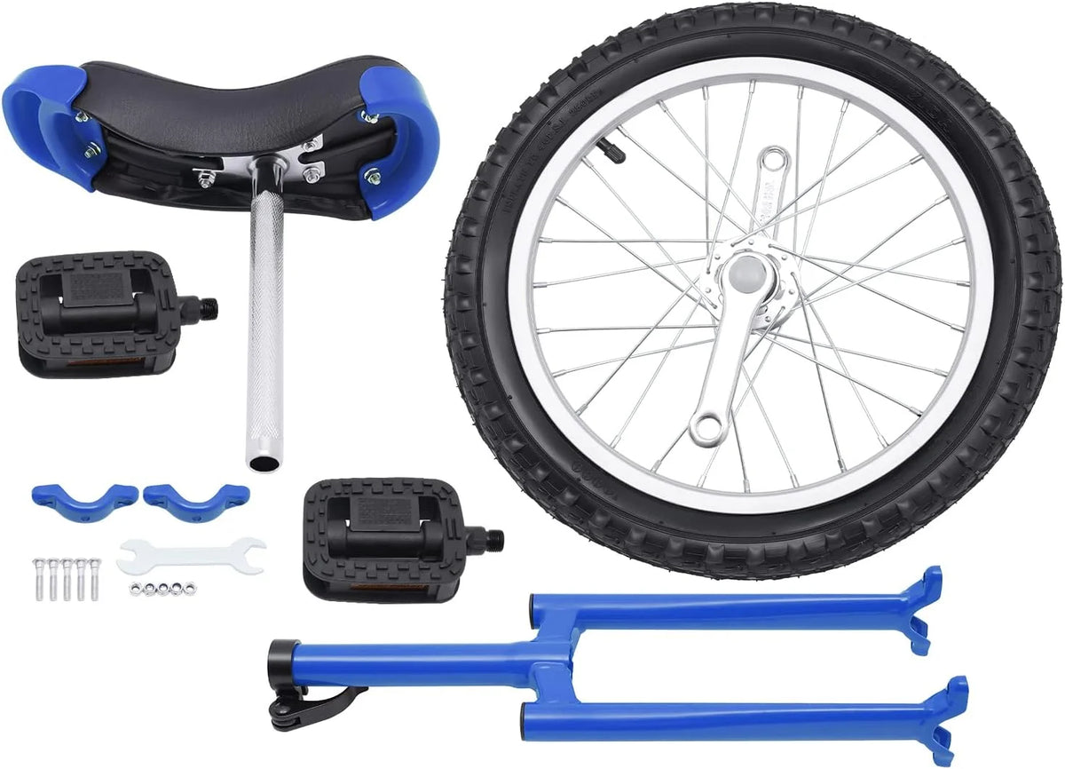 24 Unicycle 1 Wheel Bike Adjustable Height Blue Z998285