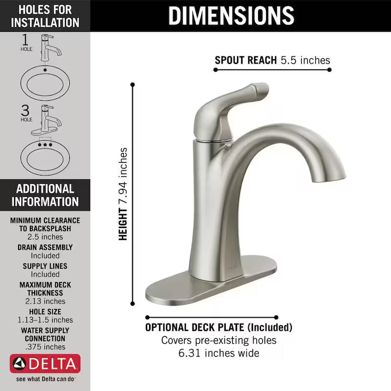 Single Hole Single-Handle Bathroom Faucet Brushed Nickel L6712