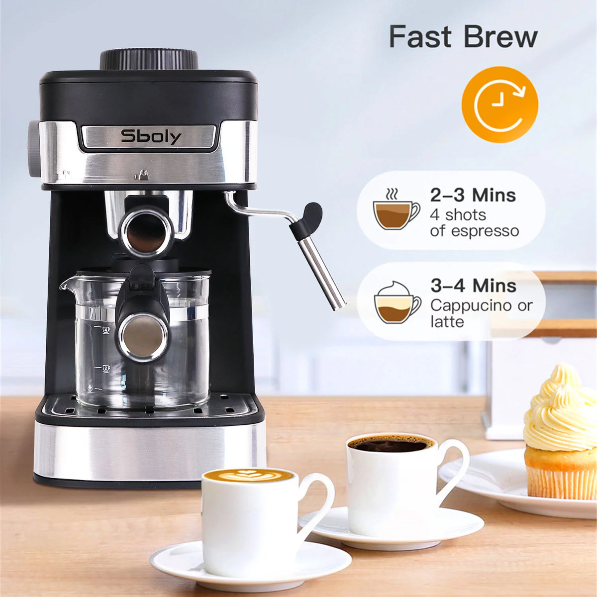 Black Coffee Maker with Milk Frother M16287