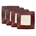 Set of 4 Red Square Dinner Plates Q123161