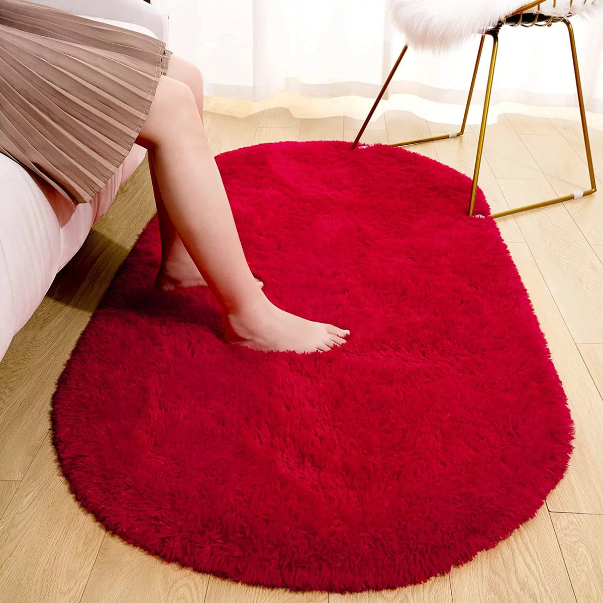 Ultra Soft Modern Oval Rugs 2.6' x 5.3' Red D1785
