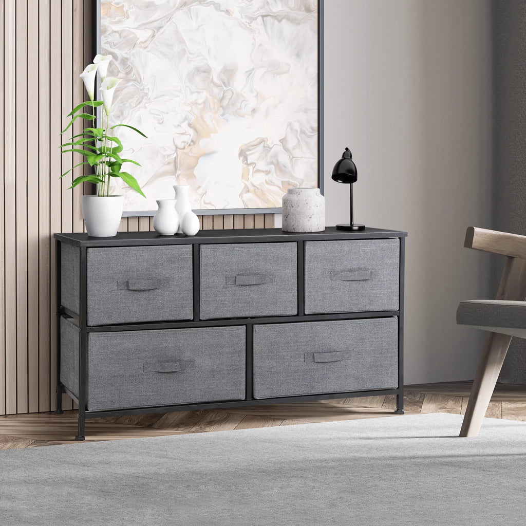 2 Tiers Steel Frame Wide Dresser Storage Tower O385060