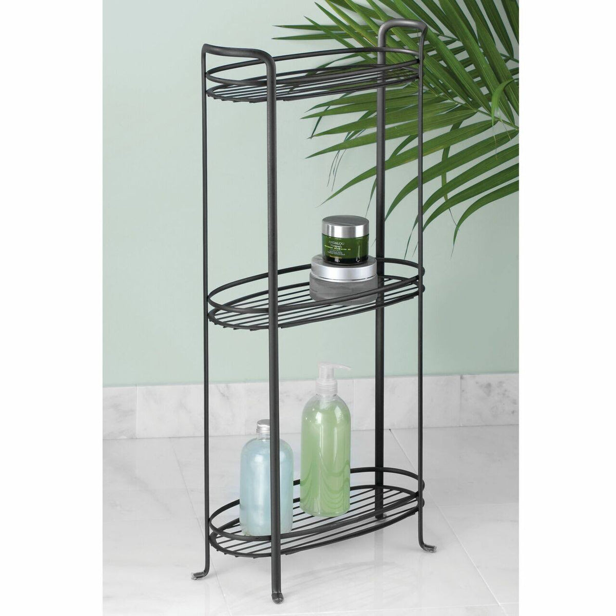 3 Tier Metal Bathroom Shelving Unit with 3 Basket Bins U536524