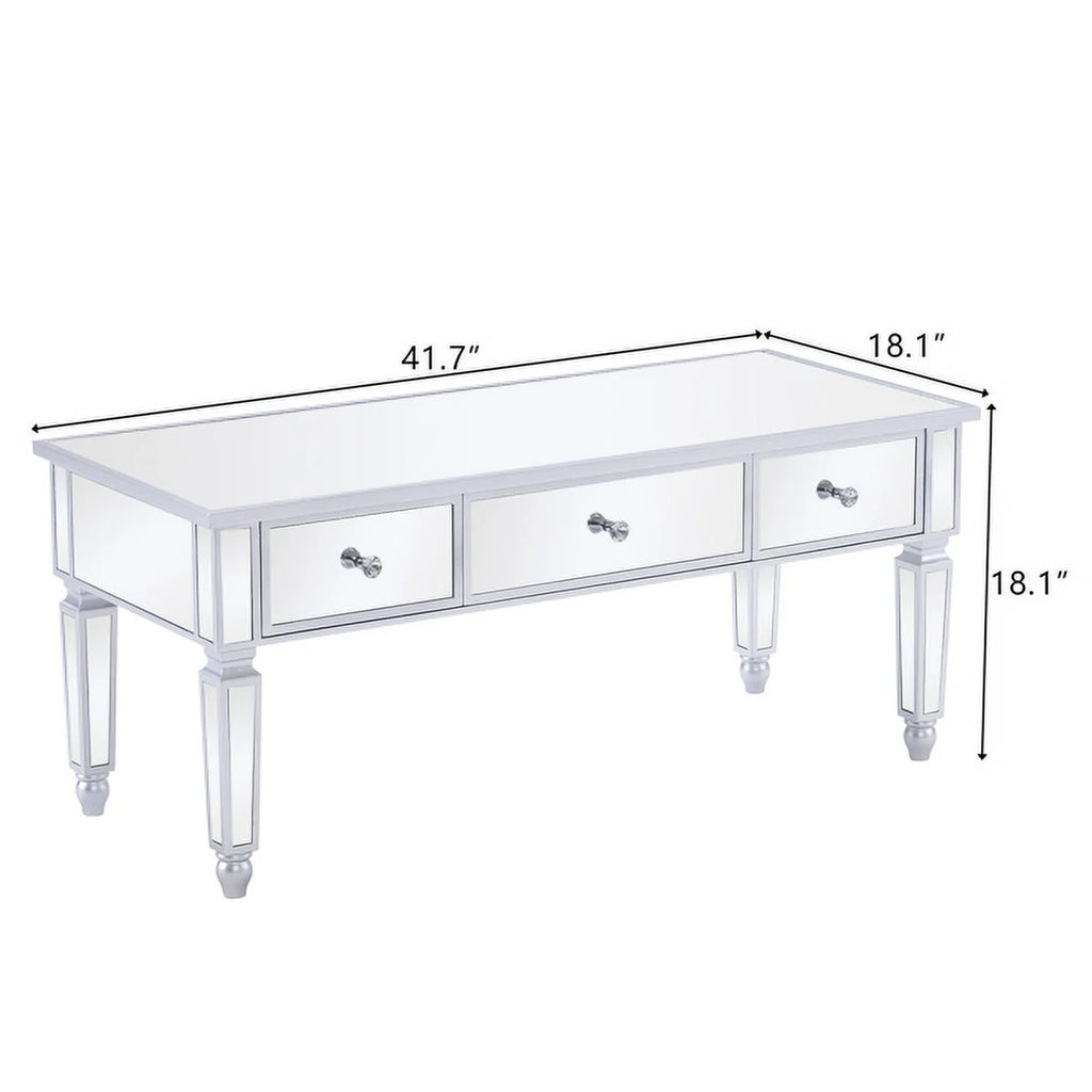 Mirrored Coffee Table with LED Light and Storage V76023