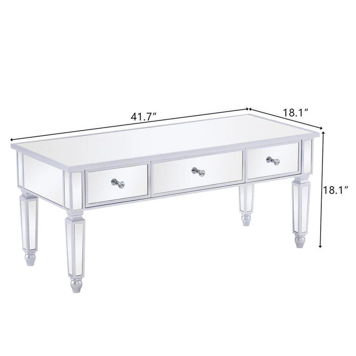 Mirrored Coffee Table with LED Light and Storage V76023