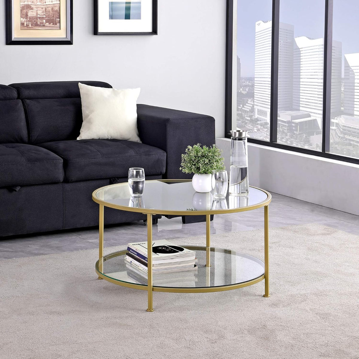 Gold Nesting End Table 2-Piece Set J16672