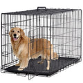 Double-Door Metal Dog Crate with Divider and Tray P50048