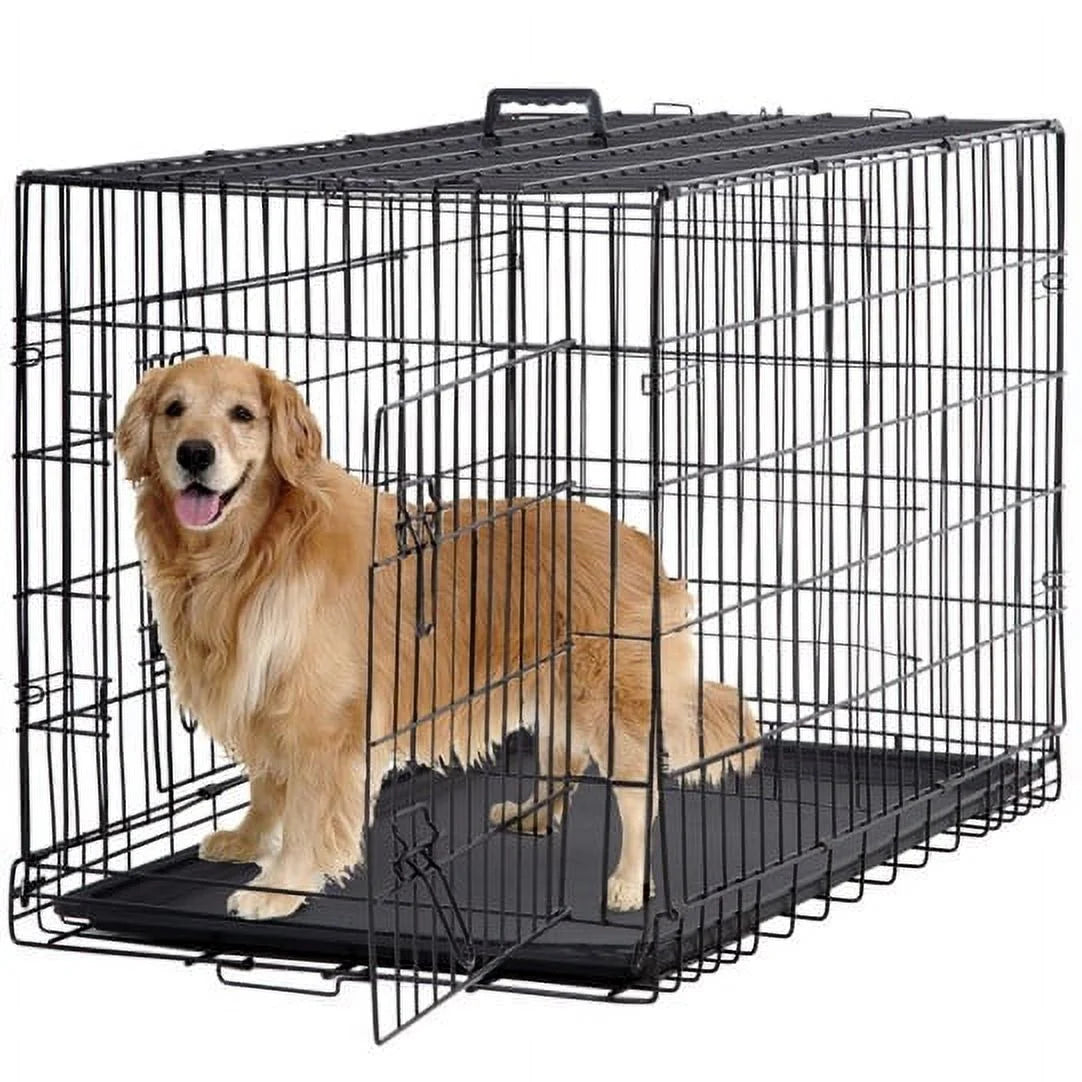 Double-Door Metal Dog Crate with Divider and Tray P50048