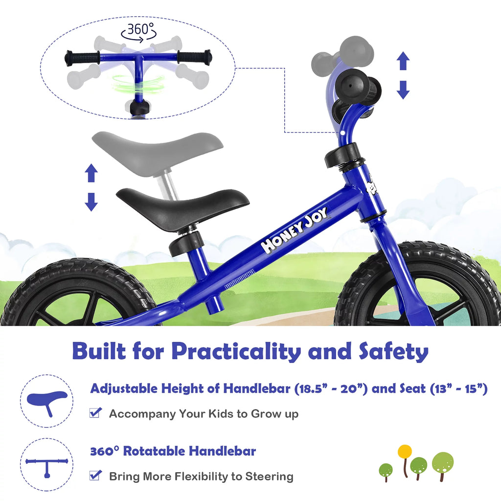 Kids Balance Bike No Pedal Training Bicycle Red T130