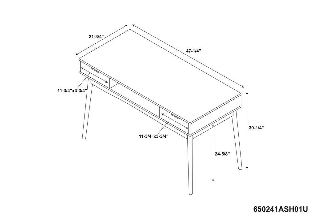 White Wood Two Drawer Writing Desk E1237