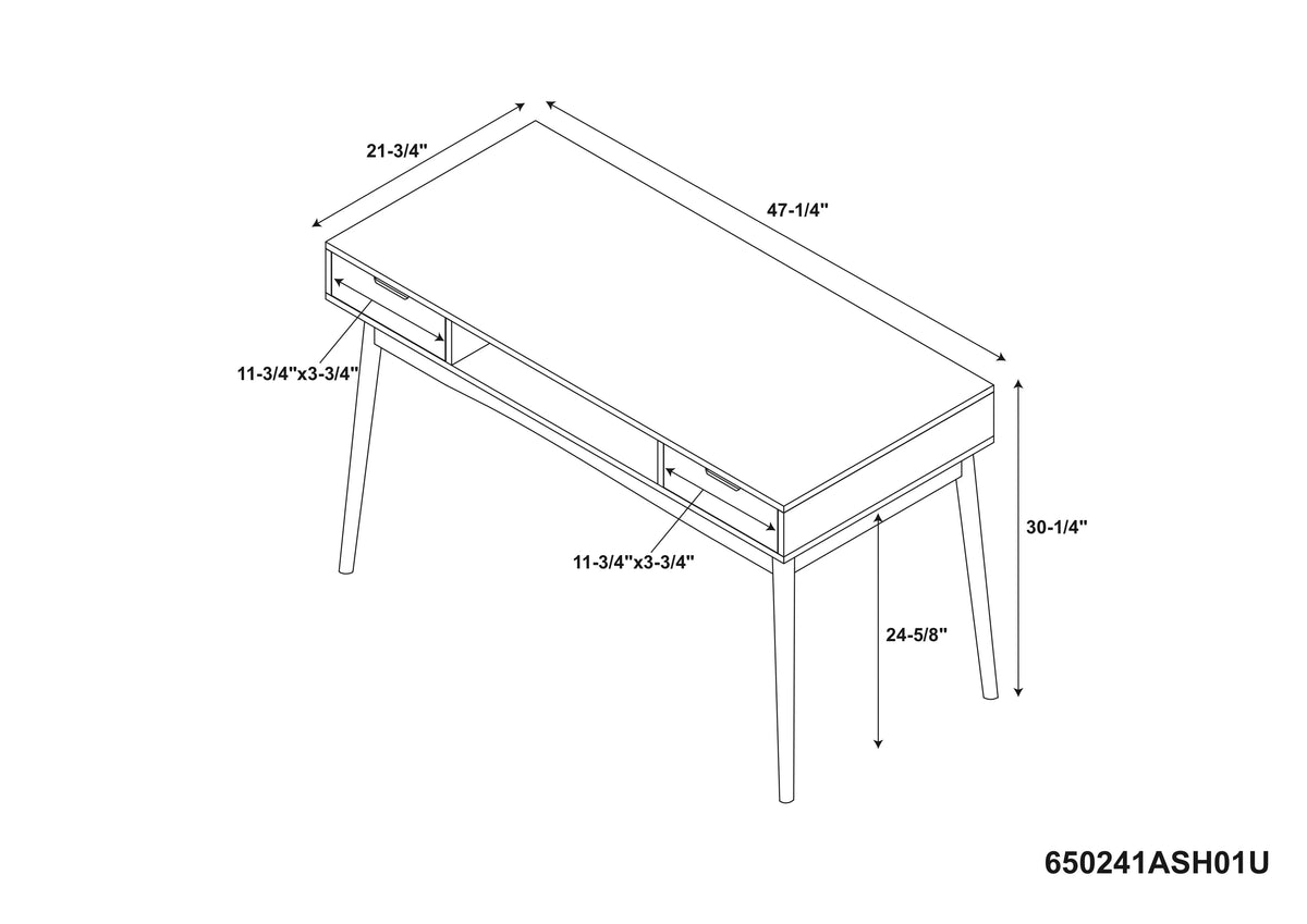 White Wood Two Drawer Writing Desk E1237