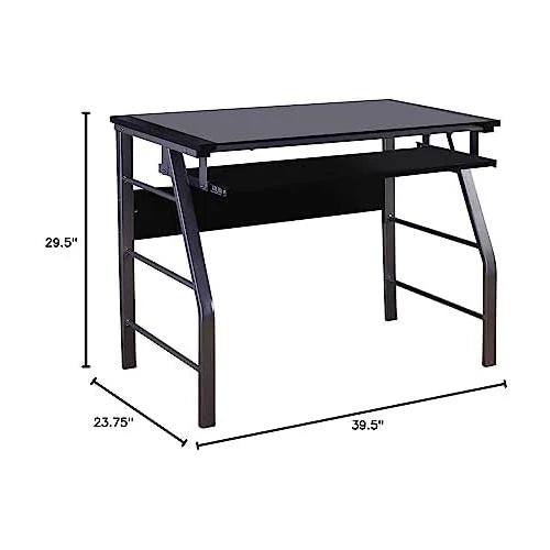 Glass and Metal Computer Workstation Desk C411