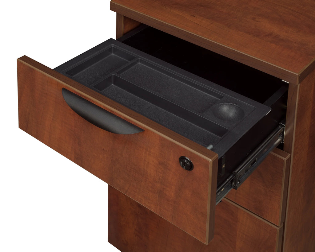 71 in. Hi-Low Bow Front L Desk with Single Mobile Pedestal Cherry G179