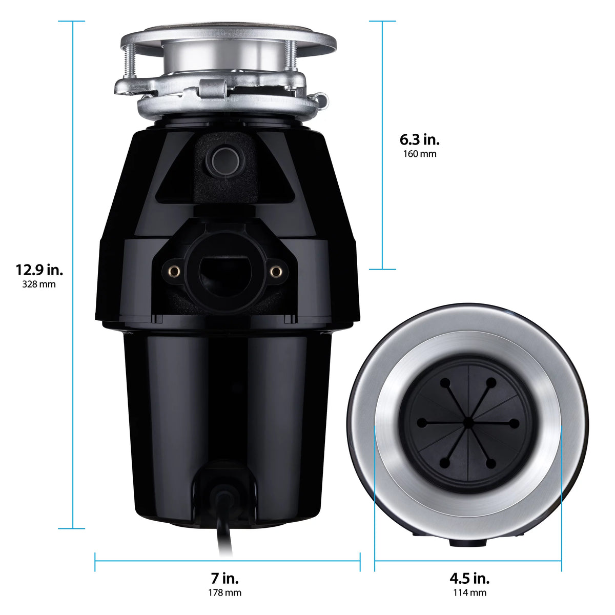 1/2 HP Garbage Disposal with Brushed Nickel Sink Flange W322824