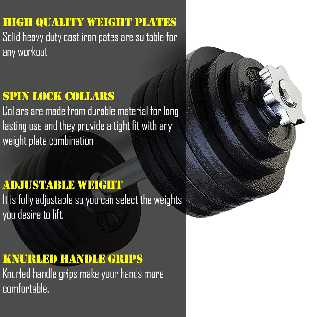 Adjustable Cast Iron Dumbbell Sets with Bars, Plates, Collars Y9675