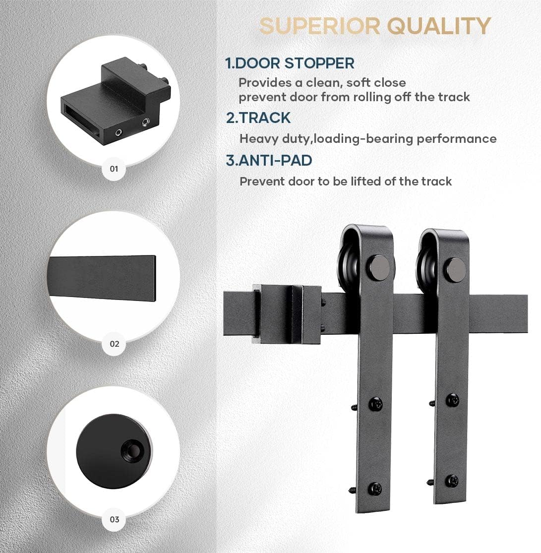 4 FT Mini Sliding Double Barn Door Hardware Track Kit H401040