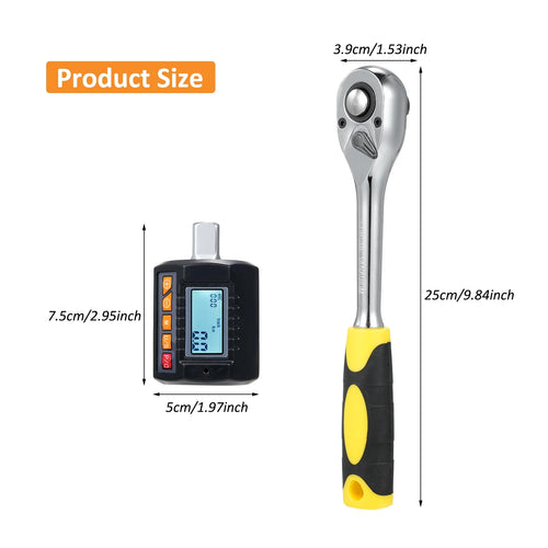 1/2'' Drive Torque Gauge with Backlit Display and Ratchet Wrench V299
