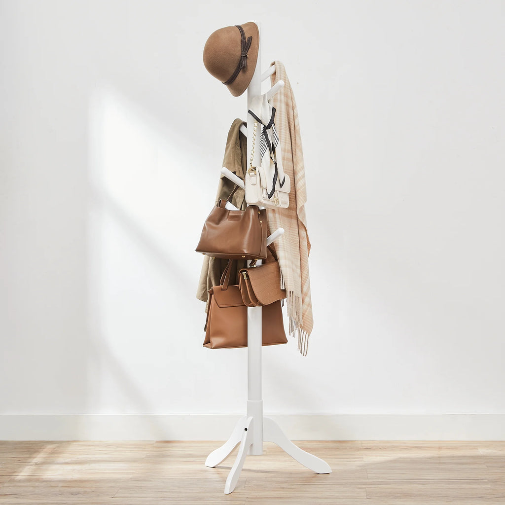 8 Hooks Solid Wood Free Standing Coat Rack Q2027