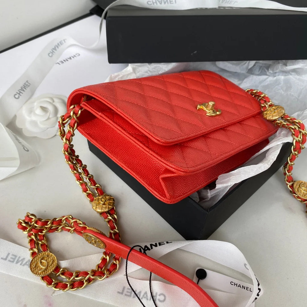 Small Flap Bag Gold Hardware Red Handbag D63398