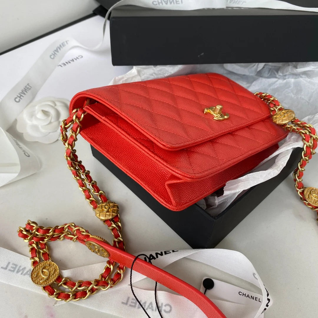Small Flap Bag Gold Hardware Red Handbag D63398