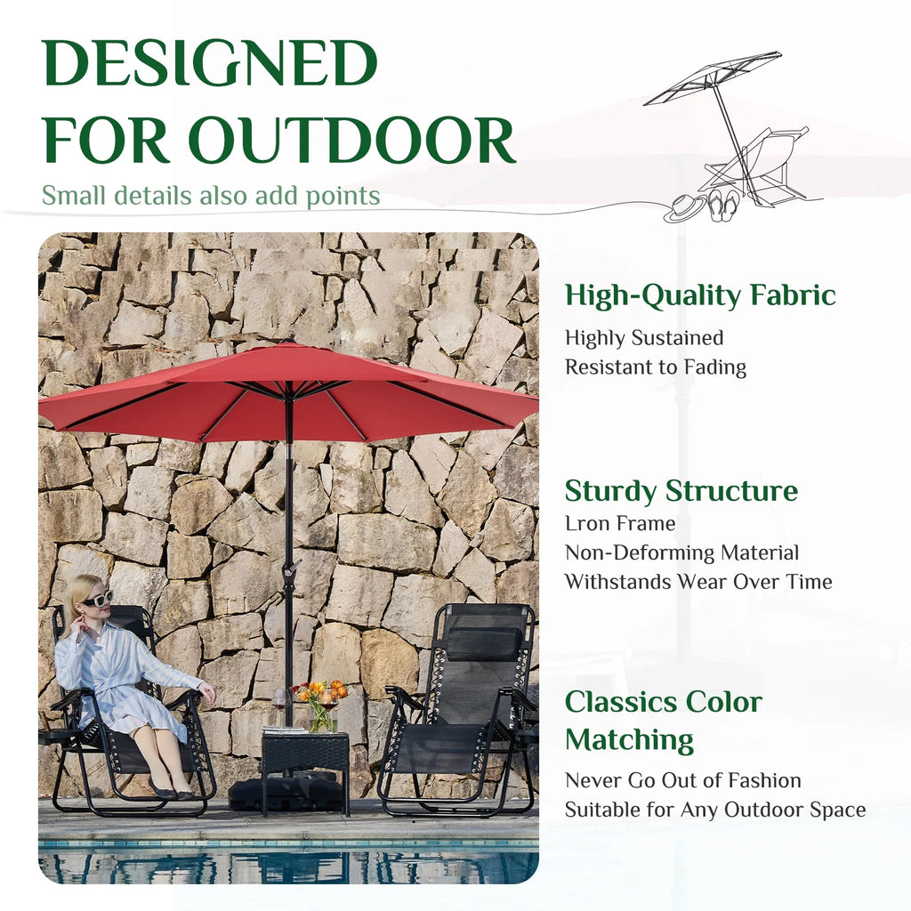 9-FT Outdoor Patio Umbrella with Push Button Tilt and Crank H99544