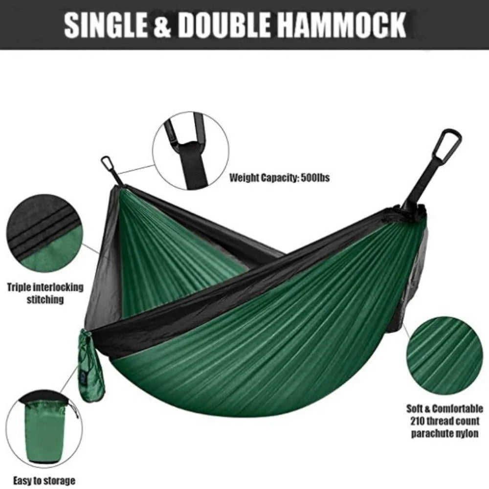 Camping Hammock Double Portable Dark Green W405