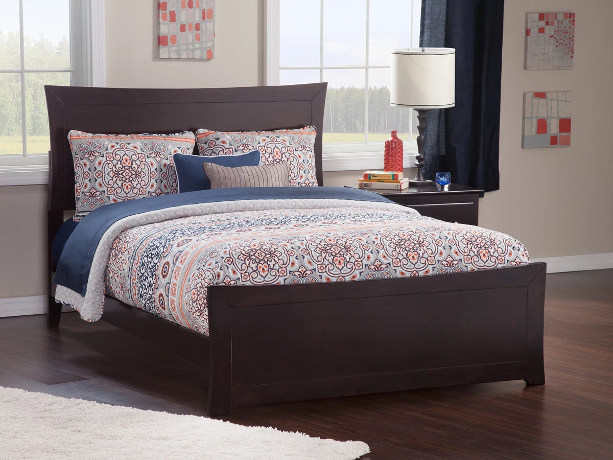 Queen Wood Platform Bed Frame with Panel Headboard & Footboard O750772