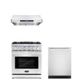 3 Piece Kitchen Appliance Package with Gas Range Range Hood and Dishwasher I153
