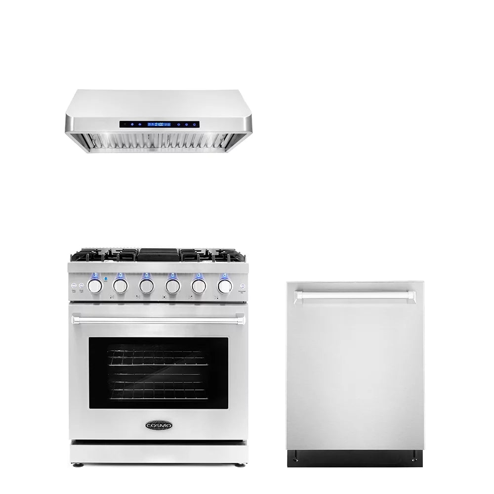 3 Piece Kitchen Appliance Package with Gas Range Range Hood and Dishwasher I153