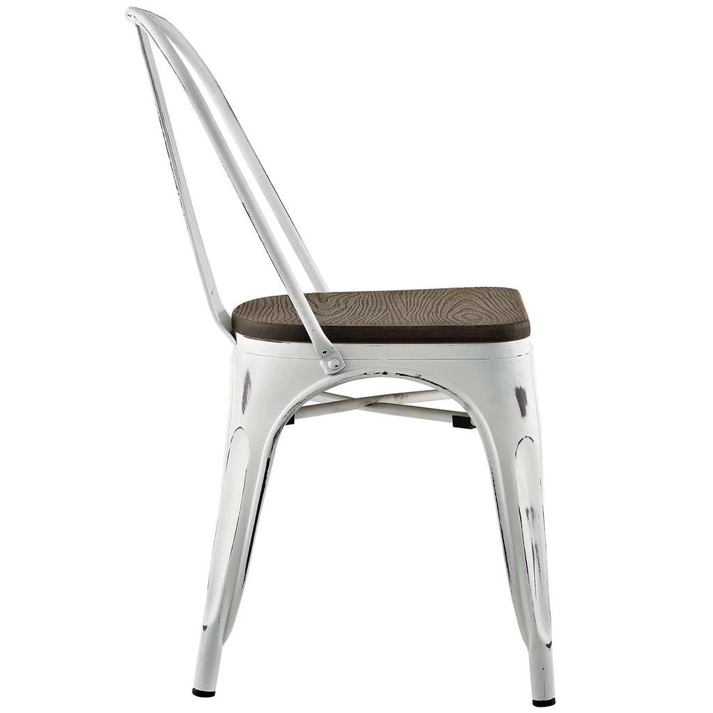 Set of 4 White Metal Dining Chairs W794